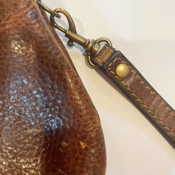 Patricia Nash Savena Brown Leather Kiss Lock Clutch Wristlet Wallet Bag - Picture 8 of 11